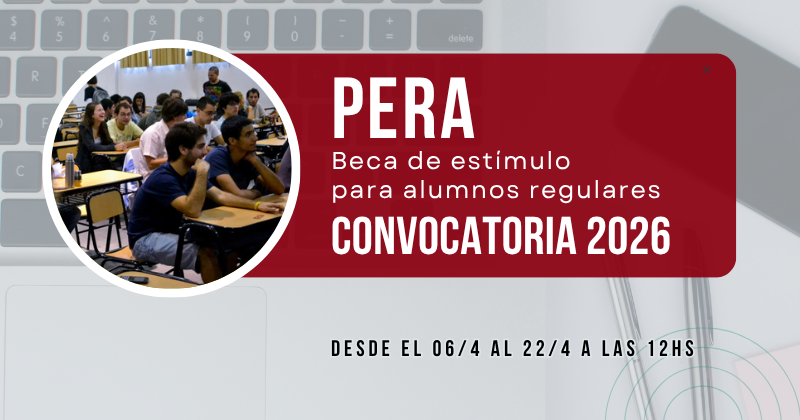 Convocatoria a PERA 2026, beca para alumnos regulares con entrega de reconocimientos."